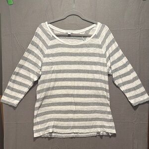 James Perse White and Gray 3/4 Sleeve Tee